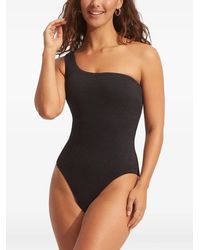 Seafolly - One-Shoulder Textured Swimsuit - Lyst