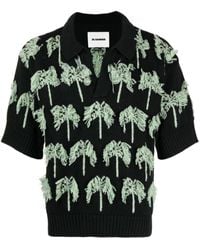Jil Sander - Palm-tree Knitted Polo Shirt - Lyst