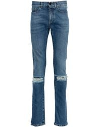 Saint Laurent - Ripped-detail Slim-fit Jeans - Lyst