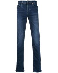 BOSS - Mid-Wash Logo-Patch Jeans - Lyst