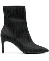 Moschino - Jacquard-logo 77mm High Heel Boots - Lyst