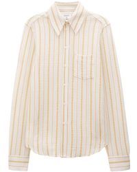 Filippa K - Seersucker Striped Organic Cotton-blend Shirt - Lyst