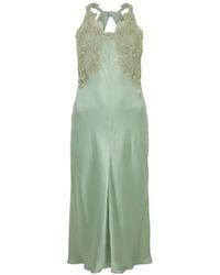Alberta Ferretti - Lace-Panel Silk Maxi Dress - Lyst