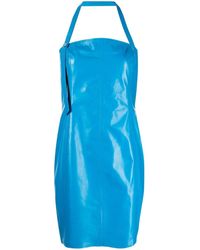 DROMe - Halterneck Mini Leather Dress - Lyst
