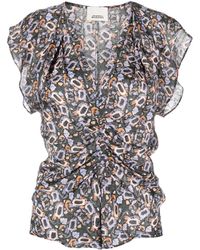 Isabel Marant - Lonea Ruched Abstract-print Top - Lyst