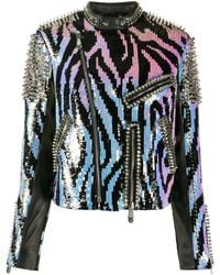 Philipp Plein - Leren Bikerjack - Lyst