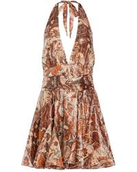 retroféte - Alexandria Mini-Jurk Met Halternek En Paisley-Print - Lyst