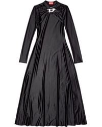 DIESEL - D-Iamo Midi-Jurk Met Gedraaide Hals En Lange Mouwen - Lyst
