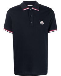 Moncler - Logo-patch Cotton Polo Shirt - Lyst