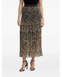 MARC AUREL - Pleated Printed Midi Skirt - Lyst