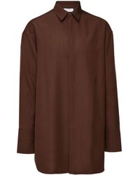 Ferragamo - Casual Shirt In Brown Wool - Lyst