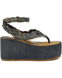DIESEL - Frayed Strap Platform Sandals - Lyst