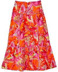 FARM Rio - Flying Birds Print Midi Skirt - Lyst