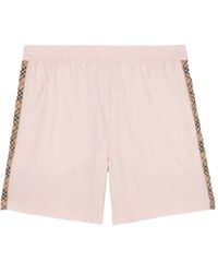 Burberry - Short De Bain Check Trim - Lyst