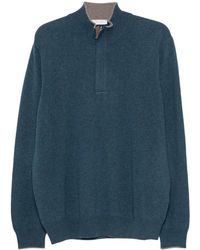 Gran Sasso - Quarter-Zip Elbow-Patch Wool Jumper - Lyst