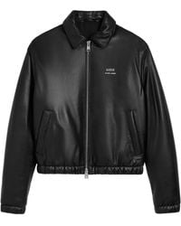 Ami Paris - Logo-Lettering Leather Bomber Jacket - Lyst