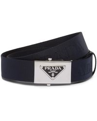 Prada - Triangle-Logo Woven Belt - Lyst