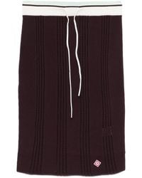CASABLANCA - Knee-Length Fitted Skirt With Vertical Open-Knit Stripes - Lyst