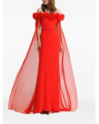 Gemy Maalouf - Off-The-Shoulder Flower-Embellished Maxi Dress - Lyst