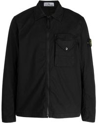 Stone Island - Compass-patch Zip-up Overshirt - Lyst