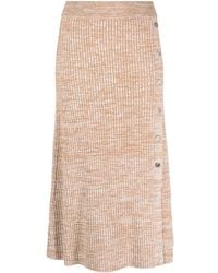 BOSS - High-Waisted Button-Up Midi Skirt - Lyst