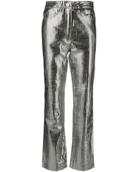 Remain - Striped Straight-leg Leather Trousers - Lyst