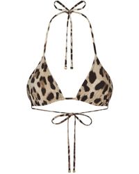 Dolce & Gabbana - Leopard-print Triangle-cup Bikini Top - Lyst