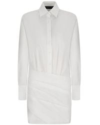 FEDERICA TOSI - Draped Poplin Shirt Midi Dress - Lyst