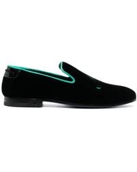 Philipp Plein - Slogan-Embroidered Velvet Loafers - Lyst