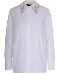 Max Mara - Camisa De Algodón Con Apliques En El Cuello - Lyst