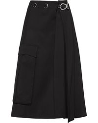 Prada Falda acampanada con hebilla - Negro