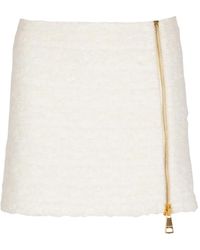 Balmain - Zipped Tweed Mini Skirt - Lyst