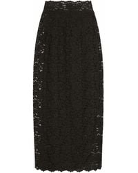 Dolce & Gabbana - Falda midi con encaje floral - Lyst