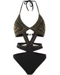 Amir Slama Maillot de bain brodé à découpes - Noir