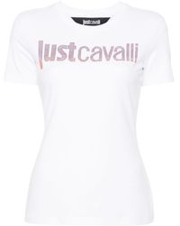 Just Cavalli - Camiseta con logo y detalles de cristal - Lyst