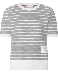 Thom Browne - Striped Honeycomb-Rib T-Shirt - Lyst