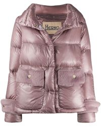 Herno Doudoune à empiècements texturés - Rose