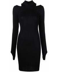Helmut Lang - Cut-Out High-Neck Ribbed Dress - Lyst