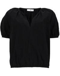 PT Torino - Teresa Puff-Sleeve V-Neck Blouse - Lyst