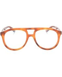 Gucci - Logo-Plaque Pilot-Frame Glasses - Lyst