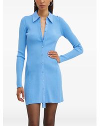 Moschino - Ribbed Buttoned Mini Dress - Lyst