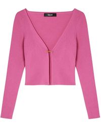 Versace - Gerippter Safety Pin Cardigan - Lyst