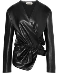 Alberta Ferretti - Wrap-Style Leather Jacket - Lyst