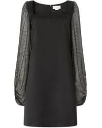 Genny - Square-Neck Embellished-Sleeves Mini Dress - Lyst