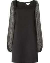Genny - Square-Neck Embellished-Sleeves Mini Dress - Lyst