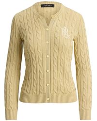 Ralph Lauren - Cable-Knit Logo-Embroidered Cardigan - Lyst
