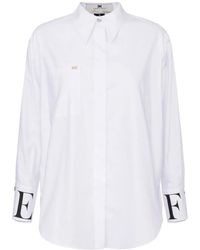 Elisabetta Franchi - Chemise En Coton À Logo Imprimé - Lyst