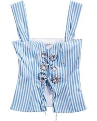Area - Striped Grommet Corset Top - Lyst
