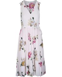 Vince - Floral-Print Pleated Dress - Lyst