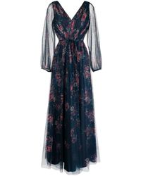 Marchesa - Sheer Floral Maxi Dress - Lyst